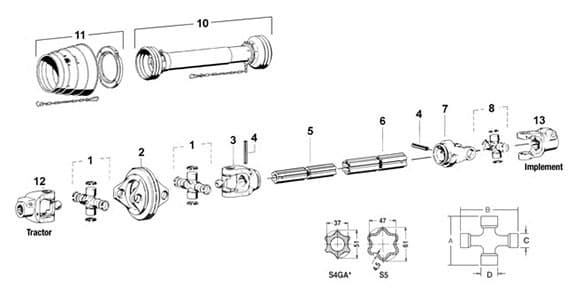 00760453 - 1000 RPM Complete 80° CV Driveline - Thumbnail 2
