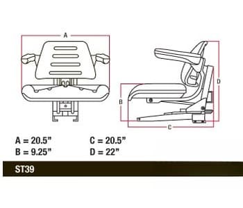 008000167B91 - BLK VINYL Complete Seat - Thumbnail 4