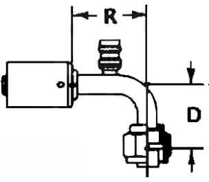 461-3271 - Steel 90° Female O-Ring w/ R134A Service Port Fitting