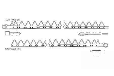 801-487 - 7' (LH), Chrome 11ga top serrated, Bolt-On