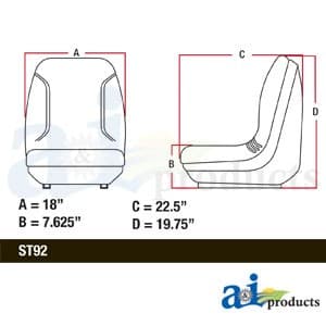 AT355008 - Seat, w/ Slide Tracks, Black Vinyl - Thumbnail 5