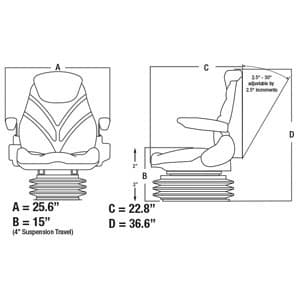 F20A7040 - Seat, F20 Series w/ Isolator, Air Suspension, Brown Checkered Cloth - Thumbnail 3