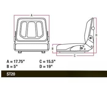 FLS322BL - BLK Shock Absorbing Spring Forklift Seat - Thumbnail 4