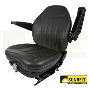 HIS360 - High Back Industrial Seat w/ Suspension, Slide Track & Armrests, Black Vinyl - Thumbnail 2
