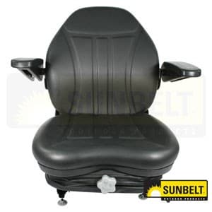 HIS360 - High Back Industrial Seat w/ Suspension, Slide Track & Armrests, Black Vinyl - Thumbnail 4
