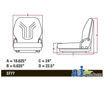 MSG75GBLV-ASSY - Grammer Seat Assembly, BLK VINYL - Thumbnail 4