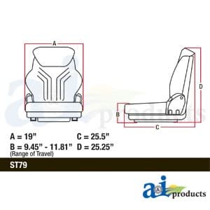 MSG95GGRC-ASSY - Grammer Seat Assembly, CHARCOAL MATRIX CLOTH - Thumbnail 4