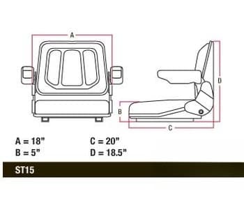 T500GY - GRY VINYL Plastic Pan Universal w/ Slide Track & Flip-Up Armrests Seat - Thumbnail 4