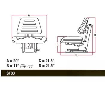 TF222YL - YLW Trapezoid Back Flip-Up Seat - Thumbnail 5