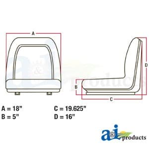 TMS111BL - Seat, Michigan Style, w/ Slide Track, Deluxe Cushion, BLK - Thumbnail 4