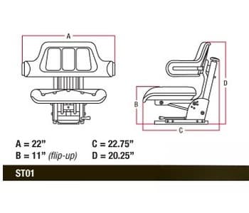 WF222YL - YLW Wrap Around Back Flip-Up Seat - Thumbnail 5