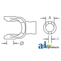 151015072 - Implement Yoke, Round Bore 35mm w/ 13mm Pin Hole 	