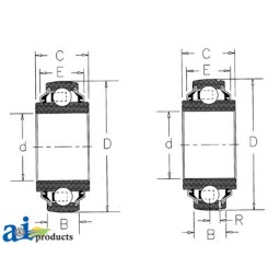 207KRRB9-I - Bearing, Ball; Spherical, Hex Bore, Pre-Lube