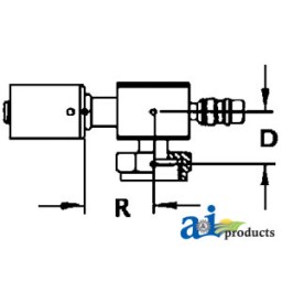 451-3130 - Steel 90° Female Tube-O W/ R134a Service Port Fitting