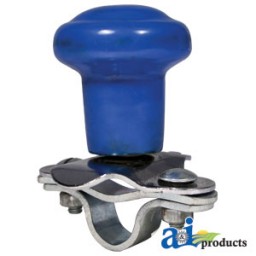5A6BU - Spinner, Aluminum Steering Wheel Blue Plastic Coated Knob