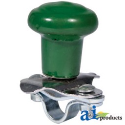 5A6G - Spinner, Aluminum Steering Wheel Green Plastic Coated Knob
