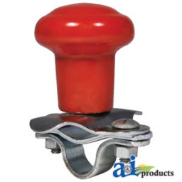 5A6R - Spinner, Aluminum Steering Wheel Red Plastic Coated Knob
