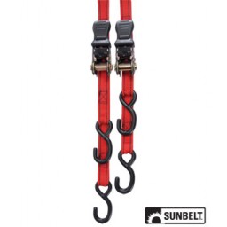 B1312620 - Pro Grip Ratchet Tie Down, Standard Duty, 6' X 1", W/ Hooks, Red 2 Per Pack