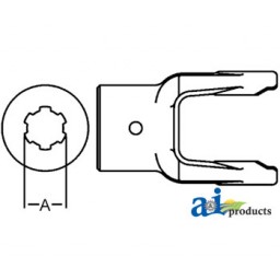 D148114 - Implement Yoke, 2000 Series, 1 1/4 6 Spline, 3 1/2 Leng
