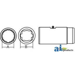 D355005 - Slip Sleeve, 1-11/16 x 20 Spline w/ Grease Groove 	