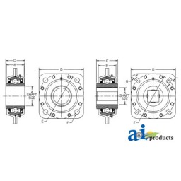 FD209RK-I - Bearing, Flanged Disc; Square Bore, Re-Lubricatable