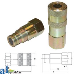 FF2514FPS - Flat Face Hydraulic Coupler Socket & Plug Set 1/4" Npt