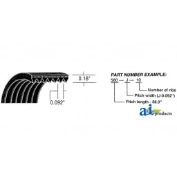 490J16 - Micro-Rib V-Belt (49.0")	