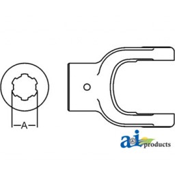 W320693 - Implement Yoke, Splined 1 3/8 - 6 Spline - 8mm Pin Hole