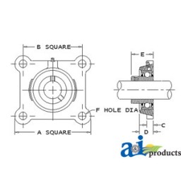 WGFZ10-I - 4 Bolt Flanged Bearing W/ Lock Collar, Re-Lubricatable