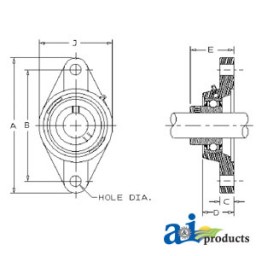 WGTZ10-I - 2 Bolt Flanged Bearing W/ Lock Collar, Re-Lubricatable