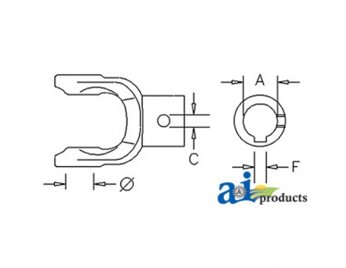 151012058 - Implement Yoke, Round Bore 1" w/ 1/4" Keyway 	