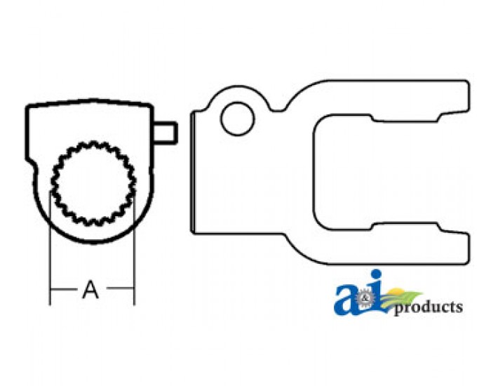 W040154 - Tractor Yoke, Splined 1 3/8" - 6 Spline w/ QDP 	