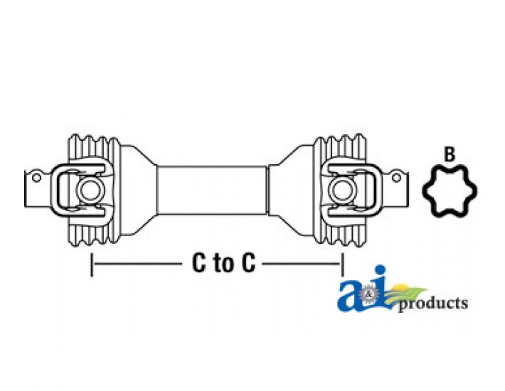 W250012100202 - Driveline, Complete With 1-3/8" 21 Spline End Yokes