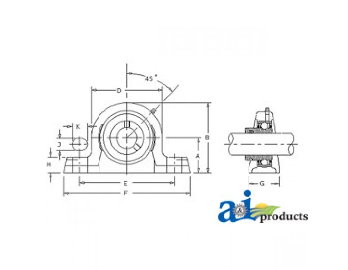 WGPZ12-I - Pillow Block Assembly W/ Lock Collar, Re-Lubricatable