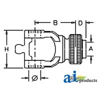 141026504 - Tractor yoke, CV, slide collar, 1 3/8 21 spline 	