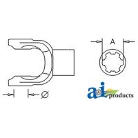 151019067 - Implement Yoke, Splined 1 3/4" - 20 Spline 	