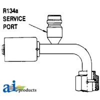 461-3270 - Steel 90° Female O-Ring W/ R134a Service Port Fitting