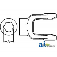 D358118 - Implement Yoke, Splined 1 1/8 - 6 Spline, 4 3/16 Length